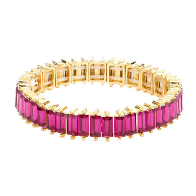 Fuchsia Rectangle Stone Stretch Evening Bracelet, This Rectangle Stone Stretch Evening Bracelet adds an extra glow to your outfit. Pair these with tee and jeans and you are good to go. Jewelry that fits your lifestyle! It will be your new favorite go-to accessory. create the mesmerizing look you have been craving for! Can go from the office to after-hours with ease, adds a sophisticated glow to any outfit on a special occasion