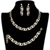 Gold 3Pcs Rhinestone Embellished Metal Link Necklace Jewelry Set, enhance your attire with these vibrant beautiful metal link necklaces to dress up or down your look. Look like the ultimate fashionista with this rhinestone-embellished metal link necklace! add something special to your outfit! It will be your new favorite accessory.