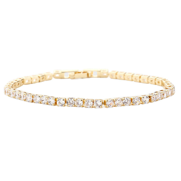 Gold Brass Metal Tennis Evening Bracelet, Get ready with these Evening Bracelet, put on a pop of color to complete your ensemble. Perfect for adding just the right amount of shimmer & shine and a touch of class to special events. Perfect Birthday Gift, Anniversary Gift, Mother's Day Gift, Graduation Gift.