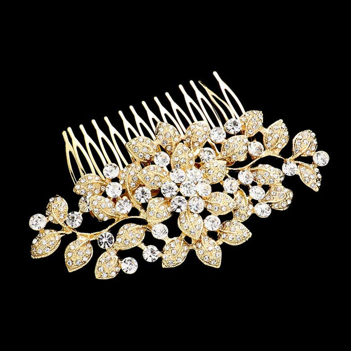 Gold Bubble Stone Embellished Flower Leaf Cluster Hair Comb, amps up your hairstyle with a glamorous look on special occasions with this Bubble Stone Embellished Flower Leaf Cluster Hair Comb! It will add a touch to any special event. These are Perfect Birthday Gifts, Anniversary Gifts, Graduation gifts, and any occasion.