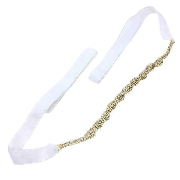 Gold Clear Rhinestone Twist Organza Fabric Belt, is an awesome rhinestone twist-designed Belt that surely amps up your beauty & adds extra luxe to your outlook on special occasions. Wear this Fabric Belt at a wedding or bridal confidently to show your elegance & perfect class and make you stand out from the crowd.