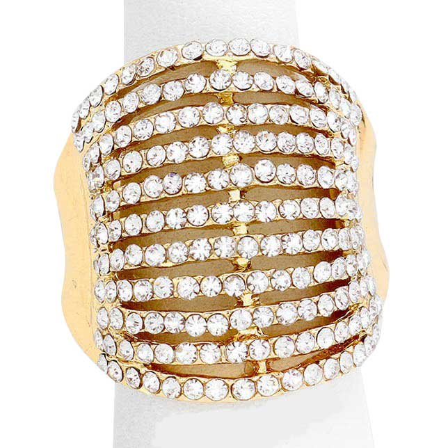 Gold-Clear Wide Rhinestone Stretch Ring, is a beautifully crafted design that adds a gorgeous glow to your special outfit. This wide rhinestone stretch ring fits your lifestyle on special occasions! This stretch ring is the ideal gift for your loved ones, Lover, girlfriend, wife, mother, couple, Valentine, etc.