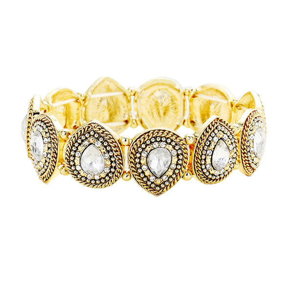 Gold Crystal Droplet Stretch Bracelet. Look as regal on the outside as you feel on the inside with this bracelets, feel absolutely flawless. Fabulous fashion and sleek style adds a pop of pretty color to your attire, coordinate with any ensemble from business casual to everyday wear.  Perfect Birthday Gift, Anniversary Gift, Mother's Day Gift, Thank you Gift.