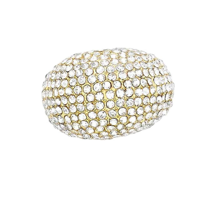 Gold This exquisite Crystal Pave Dome Stretch Ring is handcrafted with intricate detail and a unique design. Made with a high-quality alloy metal, the dome shimmers with an array of crystals. A perfect addition to any outfit, adds a touch of elegance to any look. Make your day glitter for you with this ring.