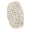 Gold Crystal Rhinestone Pave Stretch Cocktail Ring is the perfect accessory for any outfit and it will add a touch of luxury to your look. It features a stretchable band for added comfort.  An exquisite gift for your wife, sister, girlfriend, mom, and friends. Perfect for adding a touch of glam to any outfit.