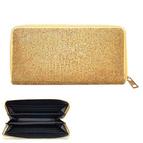 Gold Crystal Rhinestone Pave Zipper Wallet, look like the ultimate fashionista, beautiful Crystal Rhinestone  Zipper Wallet. Perfect for money, credit cards, keys or coins and many more things, light and gorgeous. Versatile enough for carrying straight through the week, perfectly lightweight to having around all day. Perfect Birthday Gift, Anniversary Gift, Just Because Gift, Mother's day Gift, Summer, & night out on the beach etc.