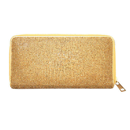 Gold Crystal Rhinestone Pave Zipper Wallet, look like the ultimate fashionista, beautiful Crystal Rhinestone  Zipper Wallet. Perfect for money, credit cards, keys or coins and many more things, light and gorgeous. Versatile enough for carrying straight through the week, perfectly lightweight to having around all day. Perfect Birthday Gift, Anniversary Gift, Just Because Gift, Mother's day Gift, Summer, & night out on the beach etc.