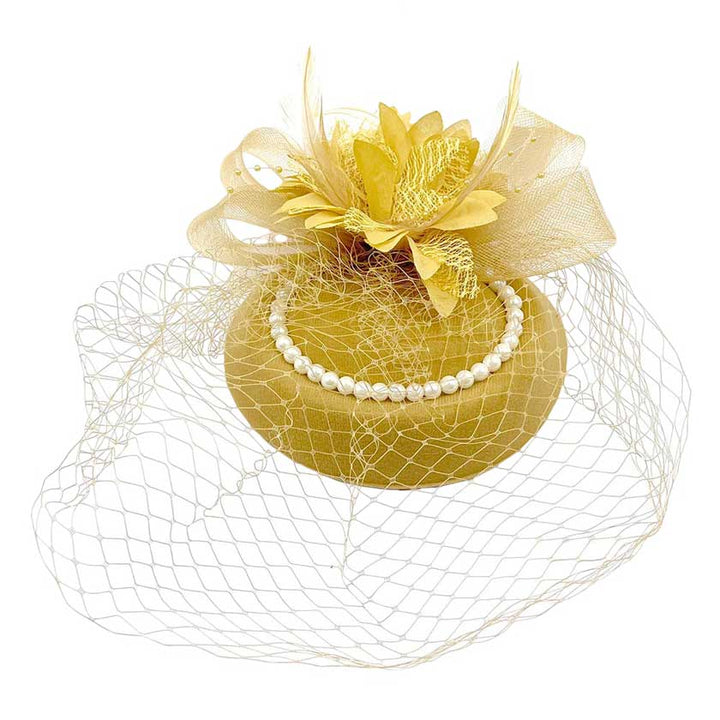 Gold Flower Bead Feather Netting Pearl Fascinator Headband, be the ultimate trendsetter & be prepared to receive compliments wearing this headband with all your stylish outfits! Perfect for everyday wear, special occasions, outdoor festivals, and more. Awesome gift idea for your loved one or yourself.