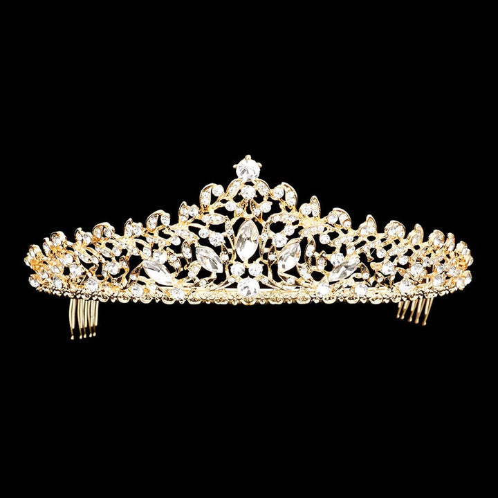 Gold Marquise Stone Accented Princess Tiara, This elegant shining Stone design, makes you more charming. A stunning Marquise Stone Accented Princess Tiara that can be a perfect Bridal Headpiece. Suitable for Any Occasion You Want to Be More Charming. These are Perfect Birthday Gifts, Anniversary Gifts, and Graduation gifts.