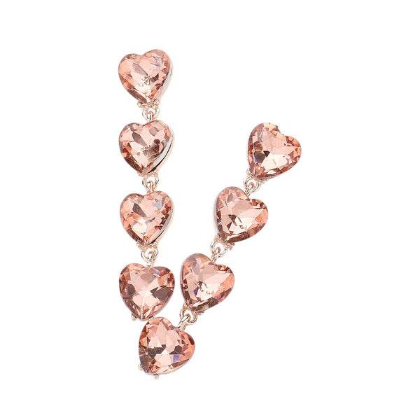 Gold Peach Heart Stone Cluster Link Dropdown Evening Earrings offer a sophisticated and elegant touch to any evening look. With a beautiful cluster of stones in a heart shape and a classy link design, these earrings are perfect for any formal occasion. Elevate your style with these stunning earrings.