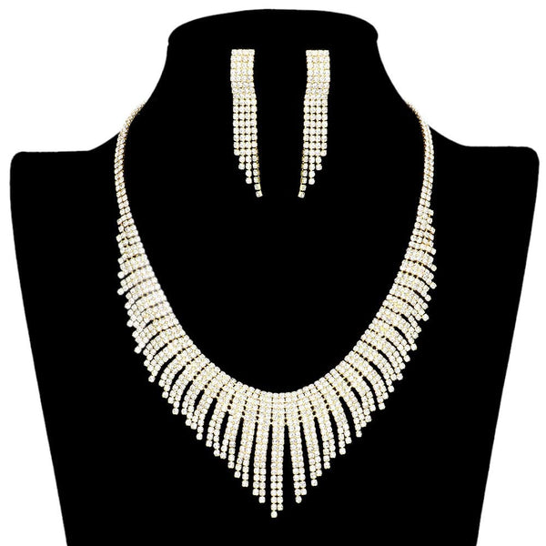 Gold Rhinestone Pave Necklace, features gleaming rhinestones that sparkle in the light. Its elegant design makes it highly fashionable and perfect for a night out or a special occasion. The necklace is sure to make you shine like a diamond. Perfect for birthday gifts, anniversaries, Mother's Day, Prom Jewelry, etc.