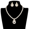 Gold Rhinestone Pave Teardrop Pearl Beaded Collar Necklace. This magnificent pearl themed will show a unique and gorgeous look with its open wide design. Give it to the loved one, or treat yourself for a trendy necklace style. You'll look and feel great with this fashion collar! Pair this jewelry with any ensemble for a polished look, adds a gorgeous stylish glow to any outfit style, jewelry that fits your lifestyle! Fabulous gift, ideal for your loved one or yourself.