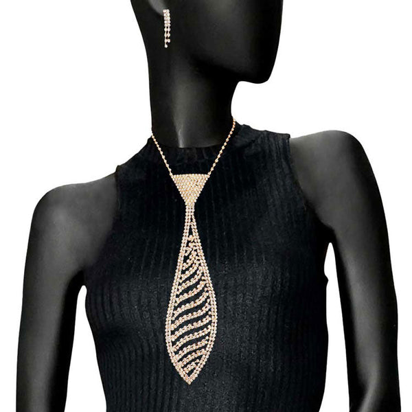 Gold Rhinestone Pave Wave Necktie Necklace. These gorgeous necktie necklace will show your class in any special occasion. Look like the ultimate fashionista with these Necklace! Add something special to your outfit this season! Special It will be your new favorite accessory.The elegance of these necktie goes unmatched, great for wearing at a party! Perfect jewelry to enhance your look. Awesome gift for birthday, Anniversary, Valentine‚Äôs Day or any special occasion.