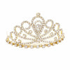 Gold Round Floral Crystal Rhinestone Princess Mini Tiara. Elegant and sparkling, this tiara features stones and an artistic floral design. Makes You More Eye-catching in the Crowd. Suitable for Wedding, Engagement, Prom, Dinner Party, Birthday Party, Any Occasion You Want to Be More Charming.. Perfect for adding just the right amount of shimmer & shine, will add a touch of class, beauty and style to your special events, embellished stone to keep your hair sparkling all day & all night long.