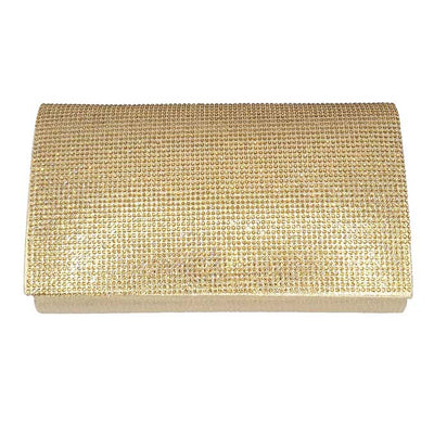 Gold  One Inside Slip Pocket Shimmery Evening Clutch Bag, This high quality evening clutch is both unique and stylish. perfect for money, credit cards, keys or coins, comes with a wristlet for easy carrying, light and simple. Look like the ultimate fashionista carrying this trendy Shimmery Evening Clutch Bag!