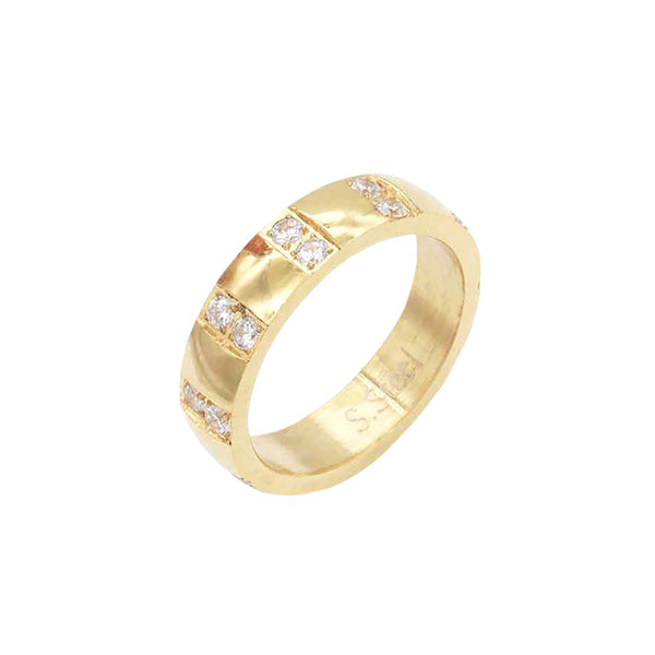 Gold-Stone Embellished Stainless Steel Band Ring, adds a touch of elegant shine to any outfit. Made with high-quality stainless steel, it is durable and resistant to tarnishing. The stone embellishments add a pop of color and sparkle, making it the perfect accessory for any occasion. 