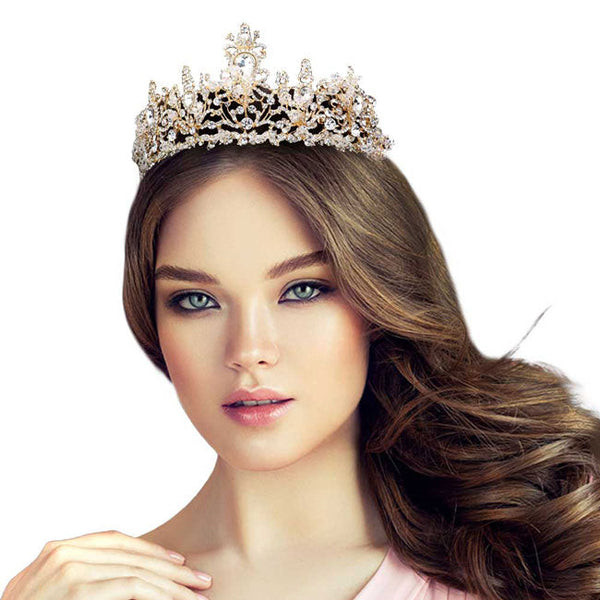 Gold Teardrop Stone Accented Princess Tiara. Elegant and sparkling, this tiara features stones and an artistic design. Makes You More Eye-catching in the Crowd. Suitable for Wedding, Engagement, Prom, Dinner Party, Birthday Party, Any Occasion You Want to Be More Charming.. Perfect for adding just the right amount of shimmer & shine, will add a touch of class, beauty and style to your special events, embellished stone to keep your hair sparkling all day & all night long.
