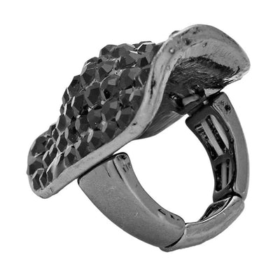 Black Crystal Rhinestone Pave Stretch Cocktail Ring is the perfect accessory for any outfit and it will add a touch of luxury to your look. It features a stretchable band for added comfort.  An exquisite gift for your wife, sister, girlfriend, mom, and friends. Perfect for adding a touch of glam to any outfit.