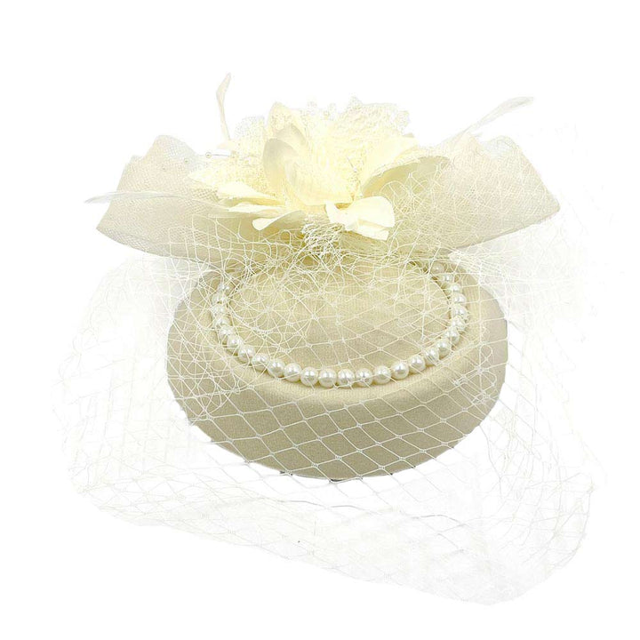 Ivory Flower Bead Feather Netting Pearl Fascinator Headband, be the ultimate trendsetter & be prepared to receive compliments wearing this headband with all your stylish outfits! Perfect for everyday wear, special occasions, outdoor festivals, and more. Awesome gift idea for your loved one or yourself.