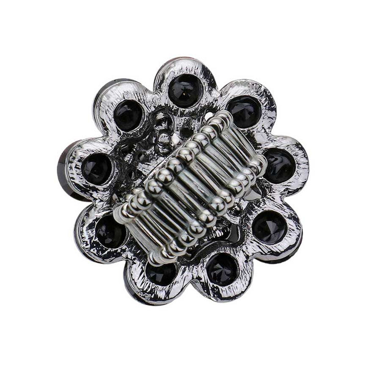 Jet Black Round Crystal Flower Stretch Ring, Provides a classic touch of elegance. Perfect for any special occasion or everyday wear. Perfect gift for Birthdays, Mother's Day, anniversaries, Weddings, Wedding Shower, Graduation, Prom Jewelry, Just Because, Thank you, or any other special occasion.