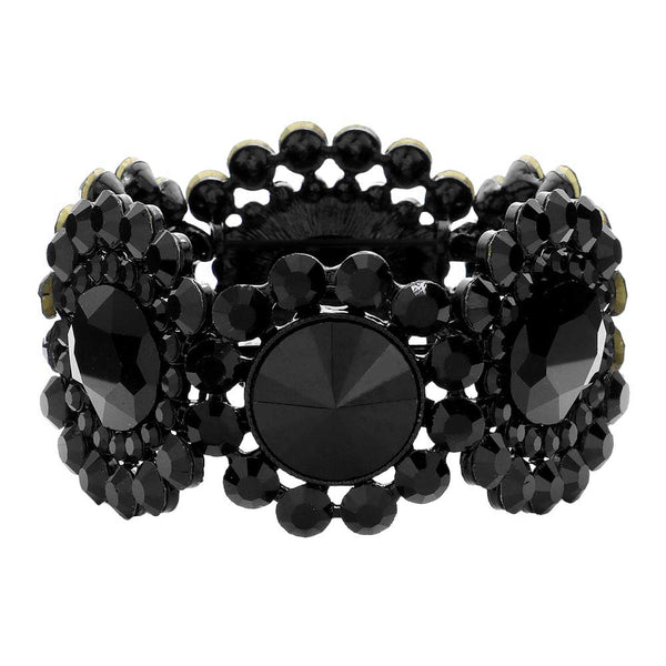 Jet Black Round Stone Accented Stretch Evening Bracelet, is perfect for any special occasion. Made with precious stones, it offers the perfect balance of sparkle and subtlety. The adjustable stretch band ensures a comfortable fit, making it an ideal accessory for any evening outfit. Perfect occasional gift idea for close ones.