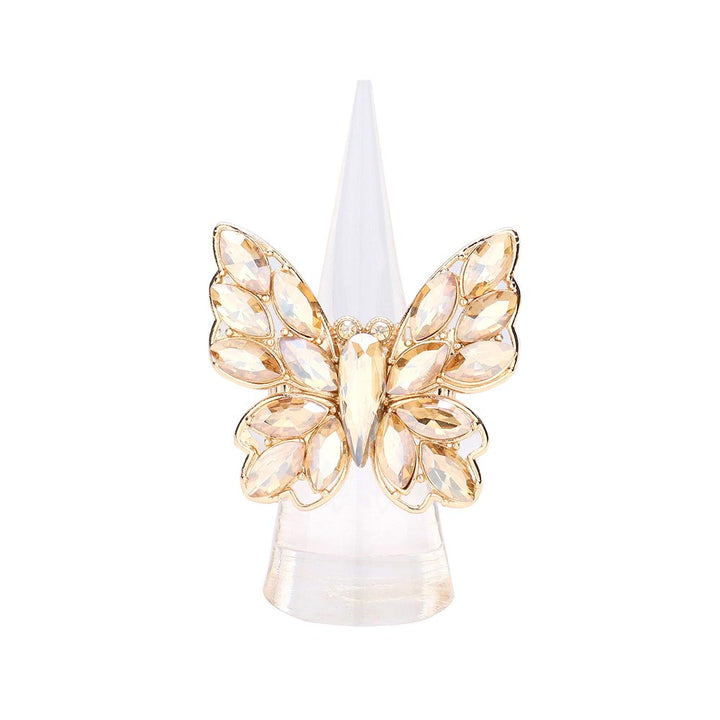 Lt Col Topaz Marquise Stone Cluster Butterfly Stretch Ring, is nicely designed with a Bug, Butterfly-theme that will bring a smile when you will gift this beautiful Stretch Ring. Perfect for adding just the right amount of shimmer & shine and a touch of class to any special events or occasion. These are Perfect for any occasion.