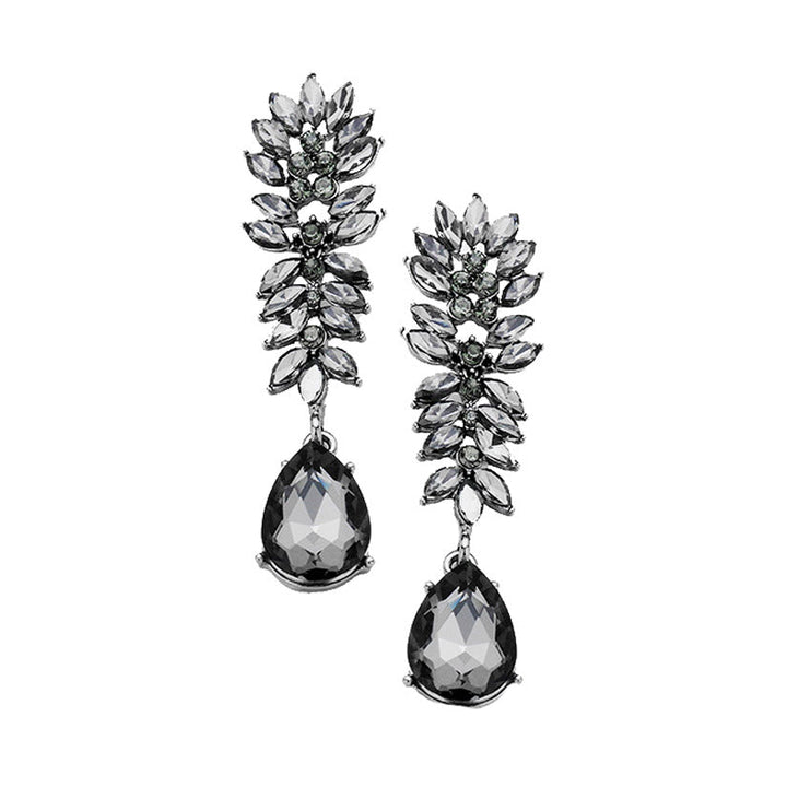 Black Diamond Crystal Earrings, Classic, Elegant Marquise Cluster Crystal Teardrop Dangle Evening Earrings Crystal teardrop Earrings Special Occasion ideal for parties, weddings, graduation, prom, holidays, pair these glass earrings with any ensemble. Birthday Gift, Mother's Day Gift, Anniversary Gift, Quinceanera, Sweet 16, Bridesmaid, Milestone Gift