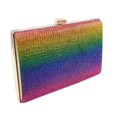 Multi Crystal Shimmery Evening Clutch Bag, The clutch is elegant and glamorous. Ladies' luxury night clutch purse and evening bags, which is a very practical handbags. The unique design will make you shine. perfect for money, credit cards, keys or coins, etc. Crystal Shimmery evening bag clutch detachable chain strap, sparkling adorn all sides of this lustrous style, special occasion bag, will add a romantic and glamorous touch to your special day.