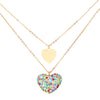 Multi Metal Rhinestone Pave Heart Pendant Double Layered Necklace, This beautiful heart-themed pendant necklace is the ultimate representation of your class & beauty. Get ready with these heart pendant necklaces to receive compliments putting on a pop of color to complete your ensemble in perfect style for anywhere, any time.