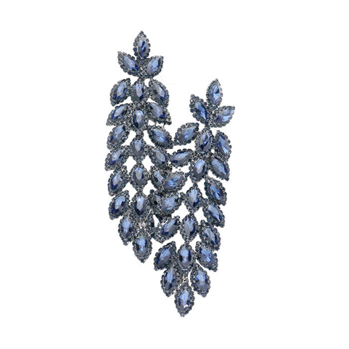 Navy Oversized Crystal Rhinestone Marquise Evening Earrings. Get ready with these bright earrings, put on a pop of color to complete your ensemble. Perfect for adding just the right amount of shimmer & shine and a touch of class to special events. Perfect Birthday Gift, Anniversary Gift, Mother's Day Gift, Graduation Gift.