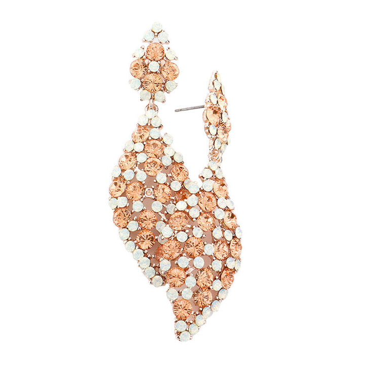 Opal Peach White Bubble Stone Dangle Evening Earrings, put on a pop of color to complete your ensemble. Perfect for adding just the right amount of shimmer & shine and a touch of class to special events. Perfect Birthday Gift, Anniversary Gift, Mother's Day Gift, Graduation Gift.