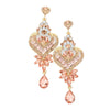 Peach Glass Crystal Heart Teardrop Evening Earrings. Look like the ultimate fashionista with these Earrings! Add something special to your outfit ! special It will be your new favorite accessory. Perfect Birthday Gift, Anniversary Gift, Mother's Day Gift, Graduation Gift, Prom Jewelry, Just Because Gift, Thank you Gift.