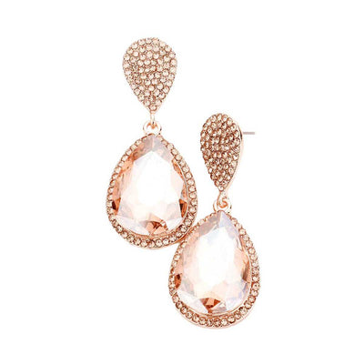 Peach Glass Crystal Teardrop Rhinestone Trim Evening Earrings, put on a pop of color to complete your ensemble. Beautifully crafted design adds a gorgeous glow to any outfit. Perfect jewelry gift to expand a woman's fashion wardrobe with a modern, on trend style. Perfect for Birthday Gift, Anniversary Gift, Mother's Day Gift, Graduation Gift, Valentine's Day Gift.