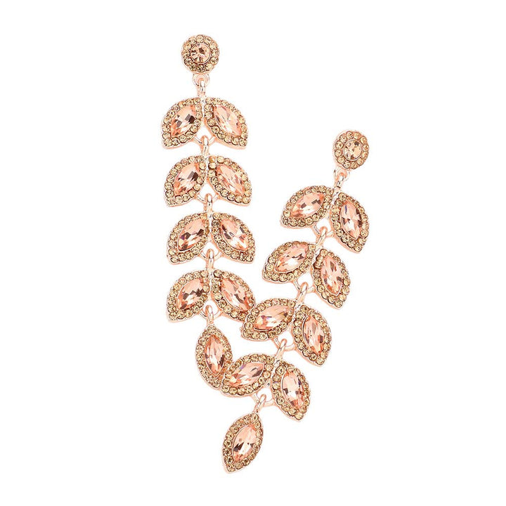 Peach Marquise Stone Cluster Vine Dangle Evening Earrings, elevate your evening look with these exquisite Dangle Evening Earrings. Perfect for your next special occasion! An excellent choice for wearing with any outfit. These beautifully unique designed earrings are suitable as gifts for wife, girlfriend, and mothers.