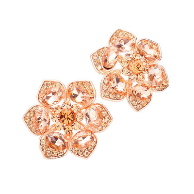 peach Multi Stone Embellished Flower Evening Earrings, looks like the ultimate fashionista with these evening earrings! The perfect sparkling earrings adds a sophisticated & stylish glow to any outfit. Ideal for parties, weddings, graduation, prom, holidays, pair these earrings with any ensemble for a polished look.