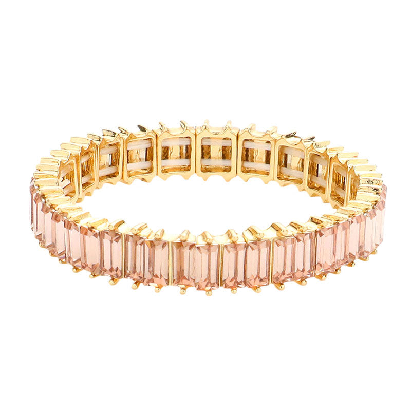 Peach Rectangle Stone Stretch Evening Bracelet, This Rectangle Stone Stretch Evening Bracelet adds an extra glow to your outfit. Pair these with tee and jeans and you are good to go. Jewelry that fits your lifestyle! It will be your new favorite go-to accessory. create the mesmerizing look you have been craving for! Can go from the office to after-hours with ease, adds a sophisticated glow to any outfit on a special occasion