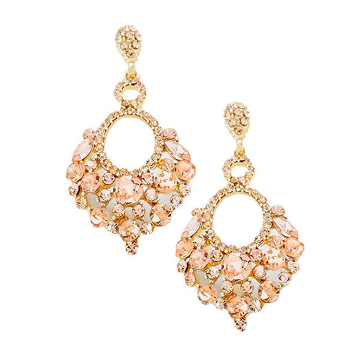 Peach Rose Gold Marquise Crystal Chandelier Statement Evening Earrings, put on a pop of color to complete your ensemble. Perfect for adding just the right amount of shimmer & shine and a touch of class to special events. Perfect Birthday Gift, Anniversary Gift, Mother's Day Gift, Graduation Gift.