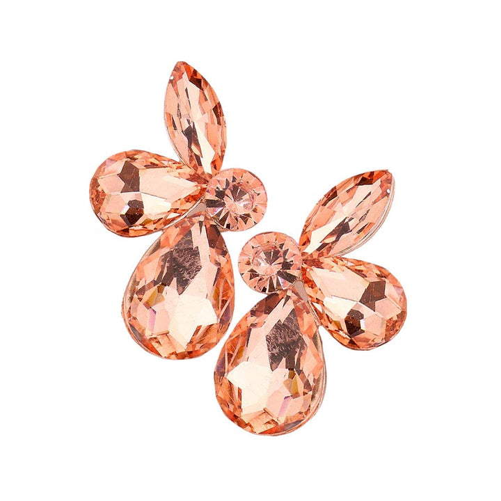 Peach Rose Gold Teardrop Marquise Stone Cluster Evening Earrings, look effortlessly elegant. This timeless design features a cluster of marquise cut stones set in sterling silver. The classic silhouette will shine with any formal attire. Perfect for any gift, birthday, etc. Thank you, or any other meaningful occasion. Stay elegant.