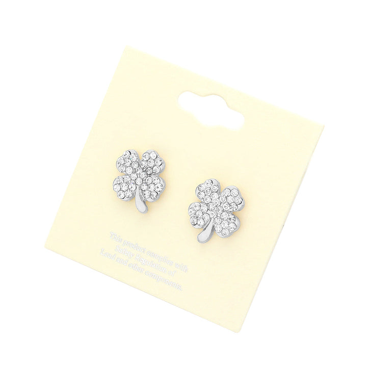 Crystal Pave Clover Stud Earrings, these beautiful crystal clover earrings are a wonderful accessory for your St.Patrick's Day outfit or any other occasion where you need some extra luck! These playful St. Patrick's Day luck-themed earrings feature the clover theme. These earrings bring positive attention everywhere.