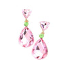 Pink Green Triangle Round Teardrop Stone Link Dangle Evening Earrings, get into the groove with our gorgeous earrings, add a pop of color to your ensemble, just the right amount of shimmer & shine, touch of class, beauty and style to any special events. Birthday Gift, Anniversary Gift, Mother's Day Gift, Graduation Gift.