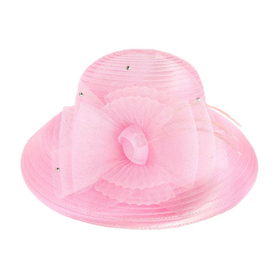 Pink Mesh Bow Dressy Hat, is an elegant and high fashion accessory for your modern couture. Unique and elegant hats, family, friends, and guests are guaranteed to be astonished by this mesh bow dressy hat. The fascinator hat with exquisite workmanship is soft, lightweight, skin-friendly, and very comfortable to wear.