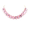 Pink Oval Stone Evening Necklace. Wear together or separate according to your event, versatile enough for wearing straight through the week, coordinate with any ensemble from business casual to everyday wear.Perfect gift for a birthday, mother's day, anniversary, graduation, prom jewelry, just because, thank you.