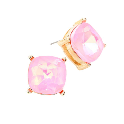 Pink  Square Stone Stud Earrings. Look like the ultimate fashionista with these Earrings! Add something special to your outfit this Valentine! Special It will be your new favorite accessory. Perfect Birthday Gift, Mother's Day Gift, Anniversary Gift, Graduation Gift, Prom Jewelry, Valentine's Day Gift, Thank you Gift.