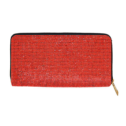 Red Crystal Rhinestone Pave Zipper Wallet, look like the ultimate fashionista, beautiful Crystal Rhinestone  Zipper Wallet. Perfect for money, credit cards, keys or coins and many more things, light and gorgeous. Versatile enough for carrying straight through the week, perfectly lightweight to having around all day. Perfect Birthday Gift, Anniversary Gift, Just Because Gift, Mother's day Gift, Summer, & night out on the beach etc.