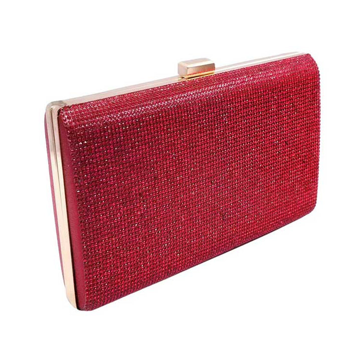 Red Crystal Shimmery Evening Clutch Bag, The clutch is elegant and glamorous. Ladies' luxury night clutch purse and evening bags, which is a very practical handbags. The unique design will make you shine. perfect for money, credit cards, keys or coins, etc. Crystal Shimmery evening bag clutch detachable chain strap, sparkling adorn all sides of this lustrous style, special occasion bag, will add a romantic and glamorous touch to your special day.