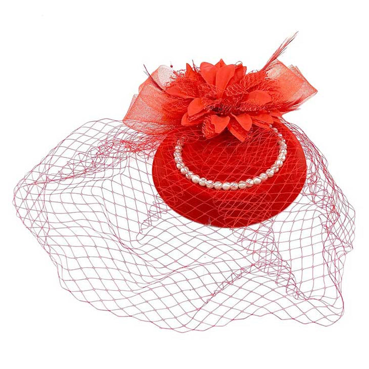 Red Flower Bead Feather Netting Pearl Fascinator Headband, be the ultimate trendsetter & be prepared to receive compliments wearing this headband with all your stylish outfits! Perfect for everyday wear, special occasions, outdoor festivals, and more. Awesome gift idea for your loved one or yourself.