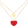 Red Metal Rhinestone Pave Heart Pendant Double Layered Necklace, This beautiful heart-themed pendant necklace is the ultimate representation of your class & beauty. Get ready with these heart pendant necklaces to receive compliments putting on a pop of color to complete your ensemble in perfect style for anywhere, any time.