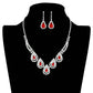 Red Teardrop Accented Rhinestone Necklace, Beautifully crafted design adds a gorgeous glow to any outfit. Jewelry that fits your lifestyle! stunning jewelry set will sparkle all night long making you shine out like a diamond. perfect for a night out on the town or a black tie party, Perfect Gift, Birthday, Anniversary, Prom, Mother's Day Gift, Thank you Gift.