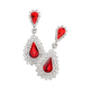 Red Teardrop Stone Dangle Evening Earrings, Make an elegant statement with these stunning pieces. Crafted with an intricate pattern, these earrings feature a teardrop-shaped stone in the center, suspended from a narrow hoop and finished with dangle details. Perfect for special occasions or making timeless gifts!