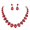 Red Teardrop Stone Link Evening Necklace. Wear together or separate according to your event, versatile enough for wearing straight through the week, perfectly lightweight for all-day wear, coordinate with any ensemble from business casual to everyday wear, the perfect addition to every outfit.